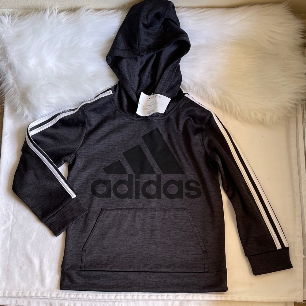 Adidas Boys Hoodie with White Stripes Brand New Without Tags. Size 7.